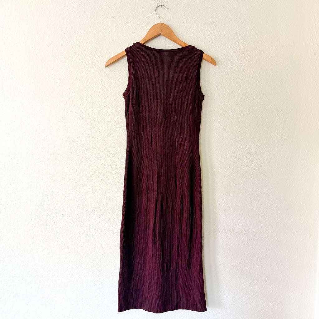 UNIQLO Burgundy Ribbed Sweater Sleeveless Midi Dress | XS