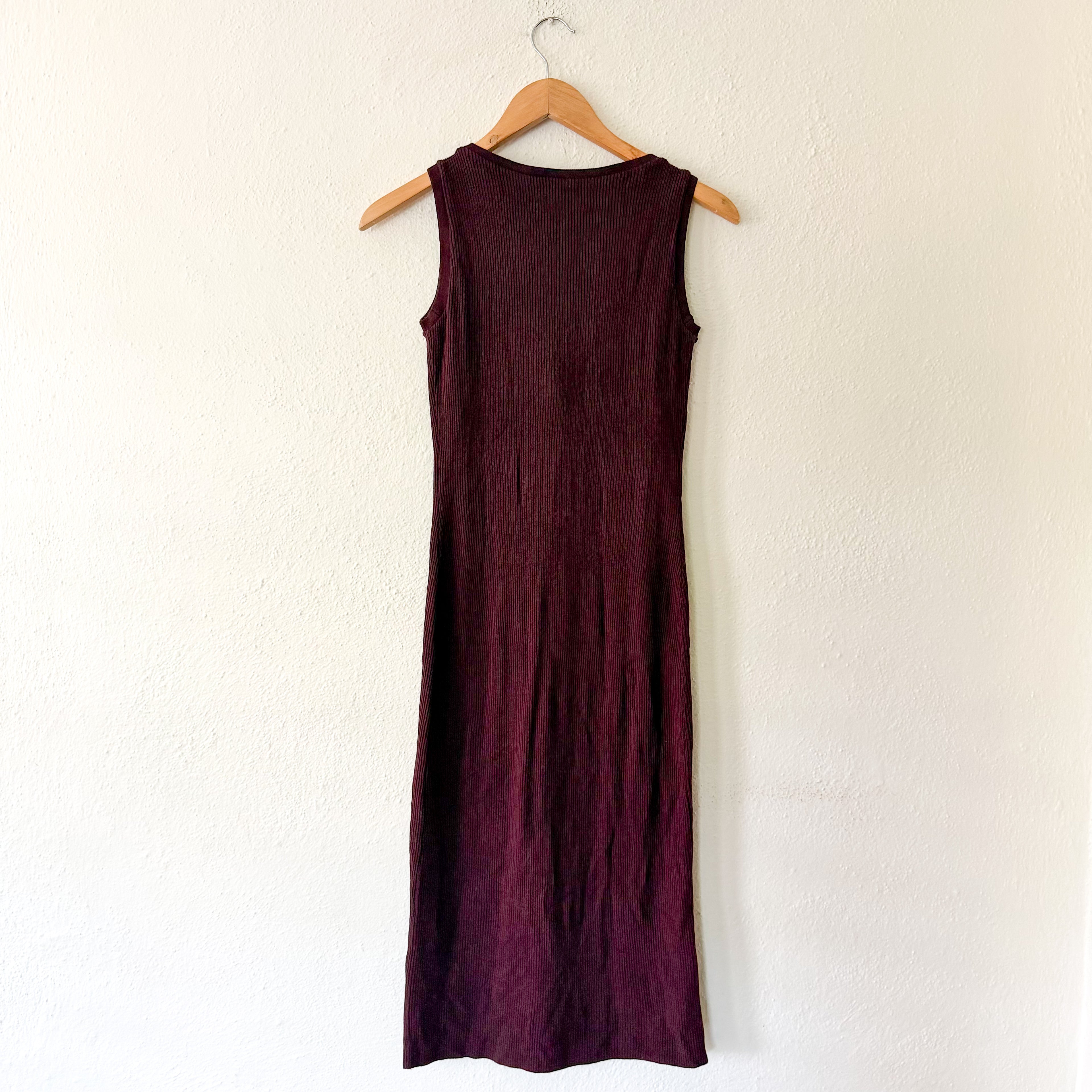 UNIQLO Burgundy Ribbed Sweater Sleeveless Midi Dress | XS