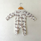 Carter's Cream Whales Long Sleeve 2-Way Zipper Footed Sleeper | 0-3m