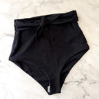 Mara Hoffman Black Jay High-Rise Tie Bikini Bottoms | XS