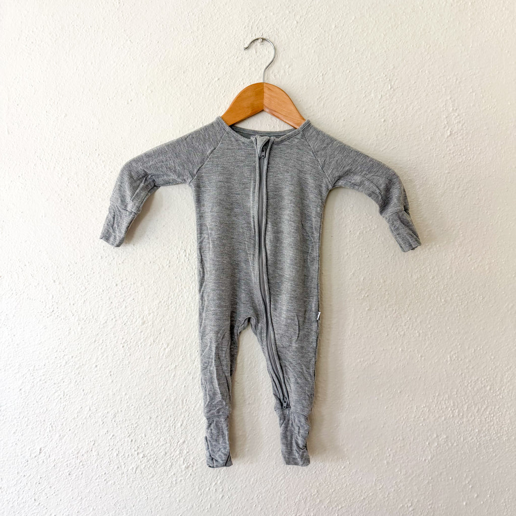 Little Sleepies Solid Grey 2-Way Zipper Fold Over Foot Sleeper | 3-6m