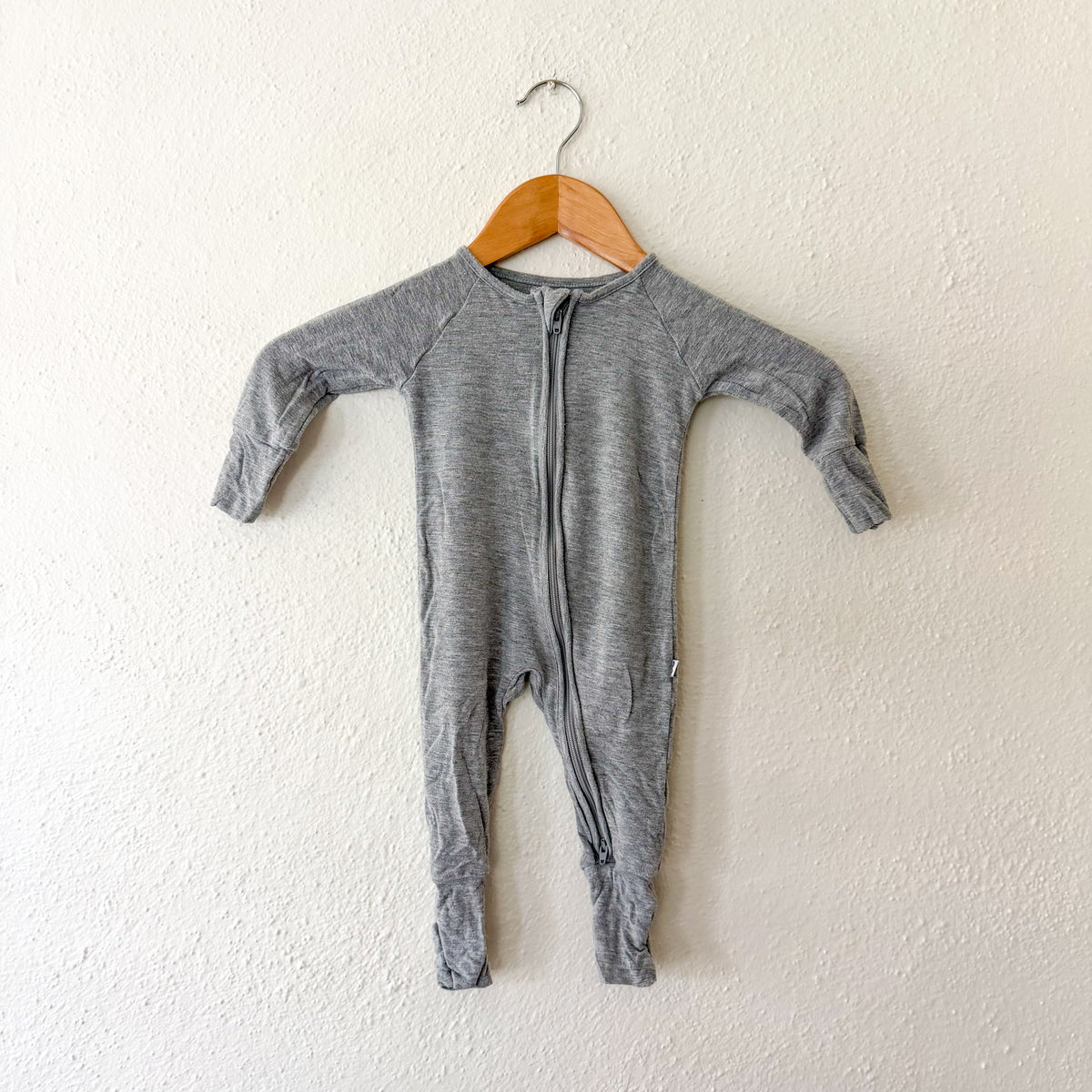 Little Sleepies Solid Grey 2-Way Zipper Fold Over Foot Sleeper | 3-6m