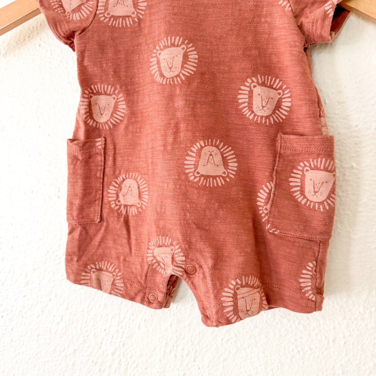 Carter's Just One You Brown Printed Lion Head Short Sleeve Romper | 0-3m