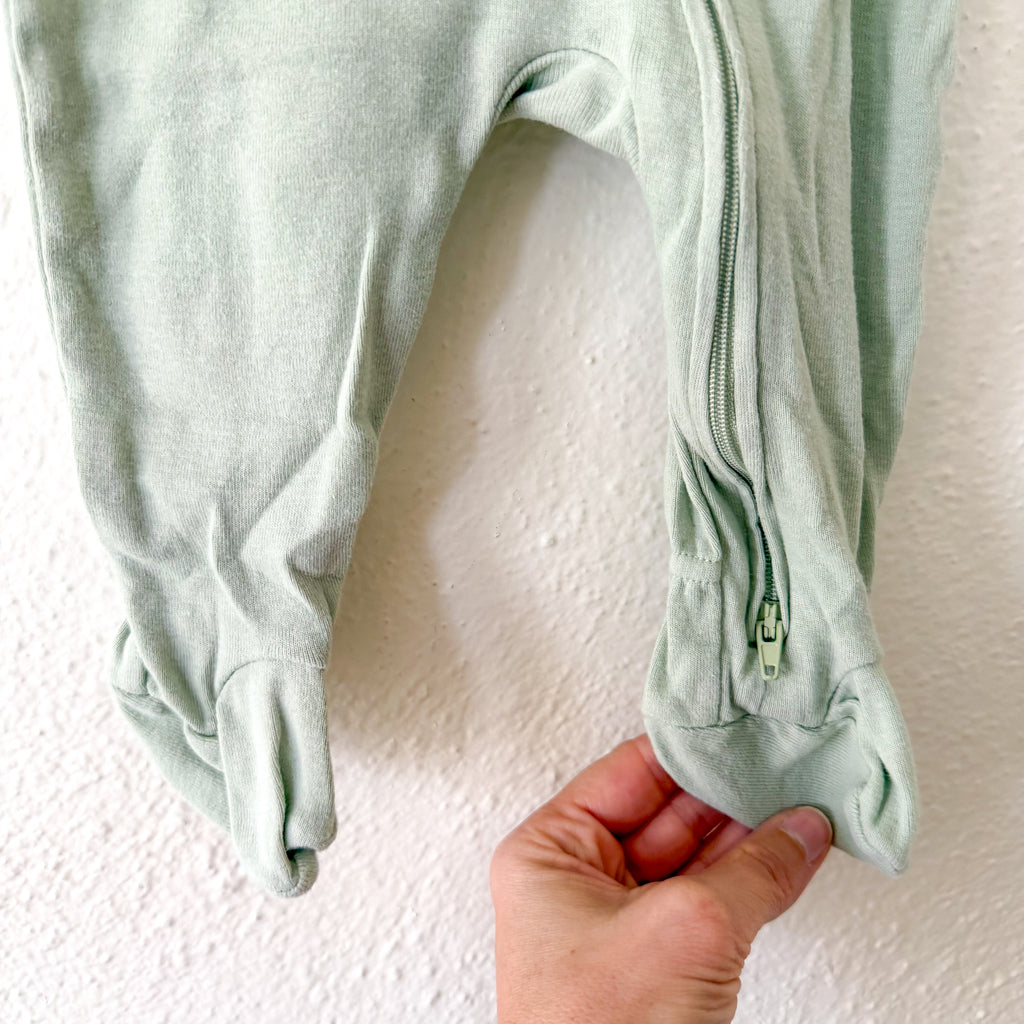 Cloud Island Sage Green Cotton Footed Zipper Sleeper | 3-6m