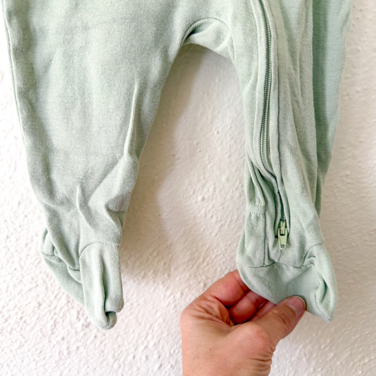 Cloud Island Sage Green Cotton Footed Zipper Sleeper | 3-6m