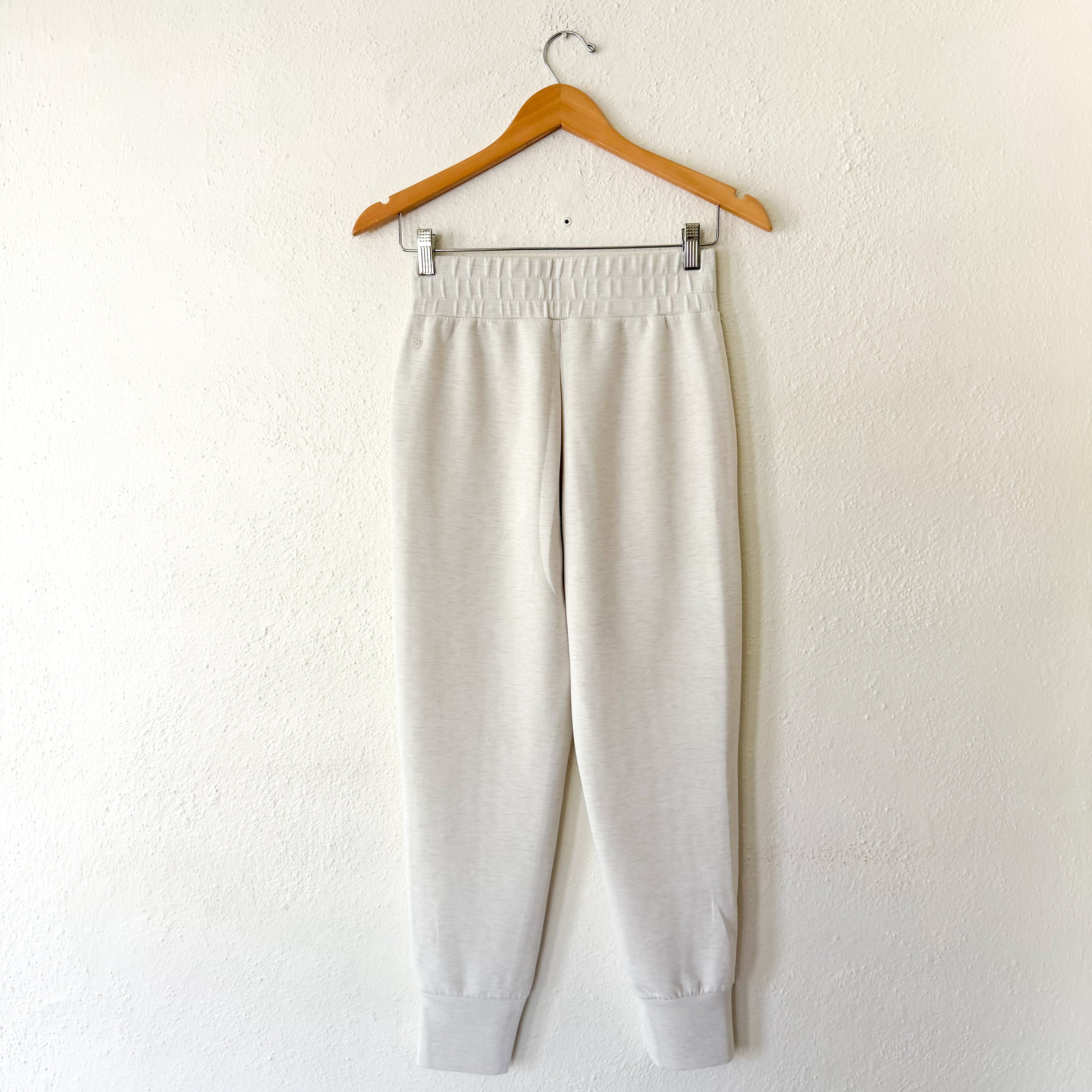 Zella Ultra Soft High Waist Joggers in Beige Ivory Heather | XS