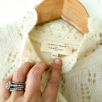 Sézane Angie Mohair Merino Wool Button Down Cardigan in Ecru | XXS