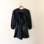 Ramy Brook New York Ines Faux Leather Zipper Front Long Sleeve Romper | 0