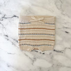 Old Navy Tan Brown Blue Crochet Collared Knit Sweater + Pull On Shorts Matching Set | 0-3m