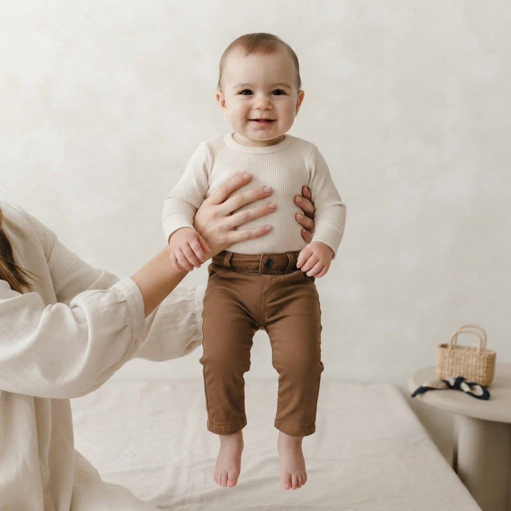 Next Clothing Brown Stretch Chino Trousers in Ginger Tan | 6-9m
