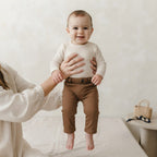 Next Clothing Brown Stretch Chino Trousers in Ginger Tan | 6-9m