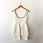 Self-Portrait Cream Embellished Boucle Sleeveless Mini Dress | 0