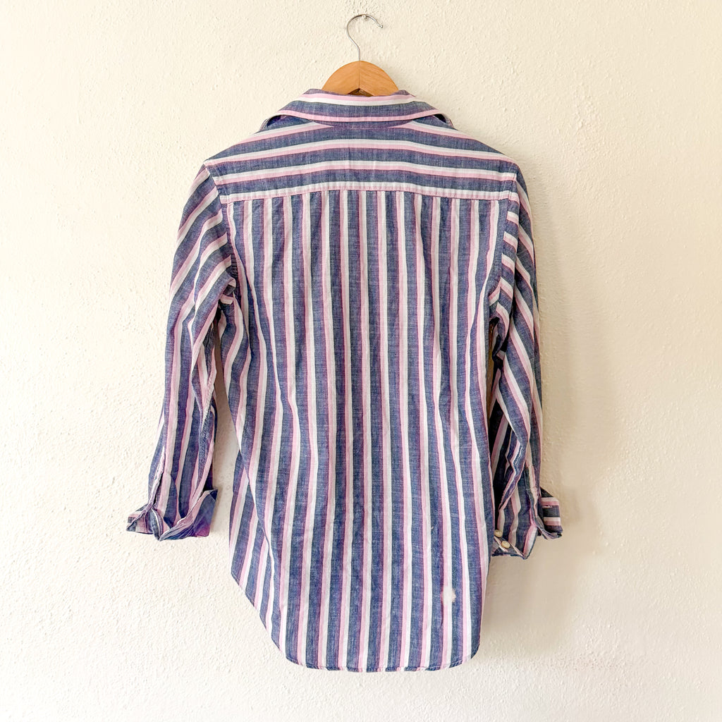 Taylorbyrd 100% Cotton Oversized Purple Striped Button Down Shirt | S