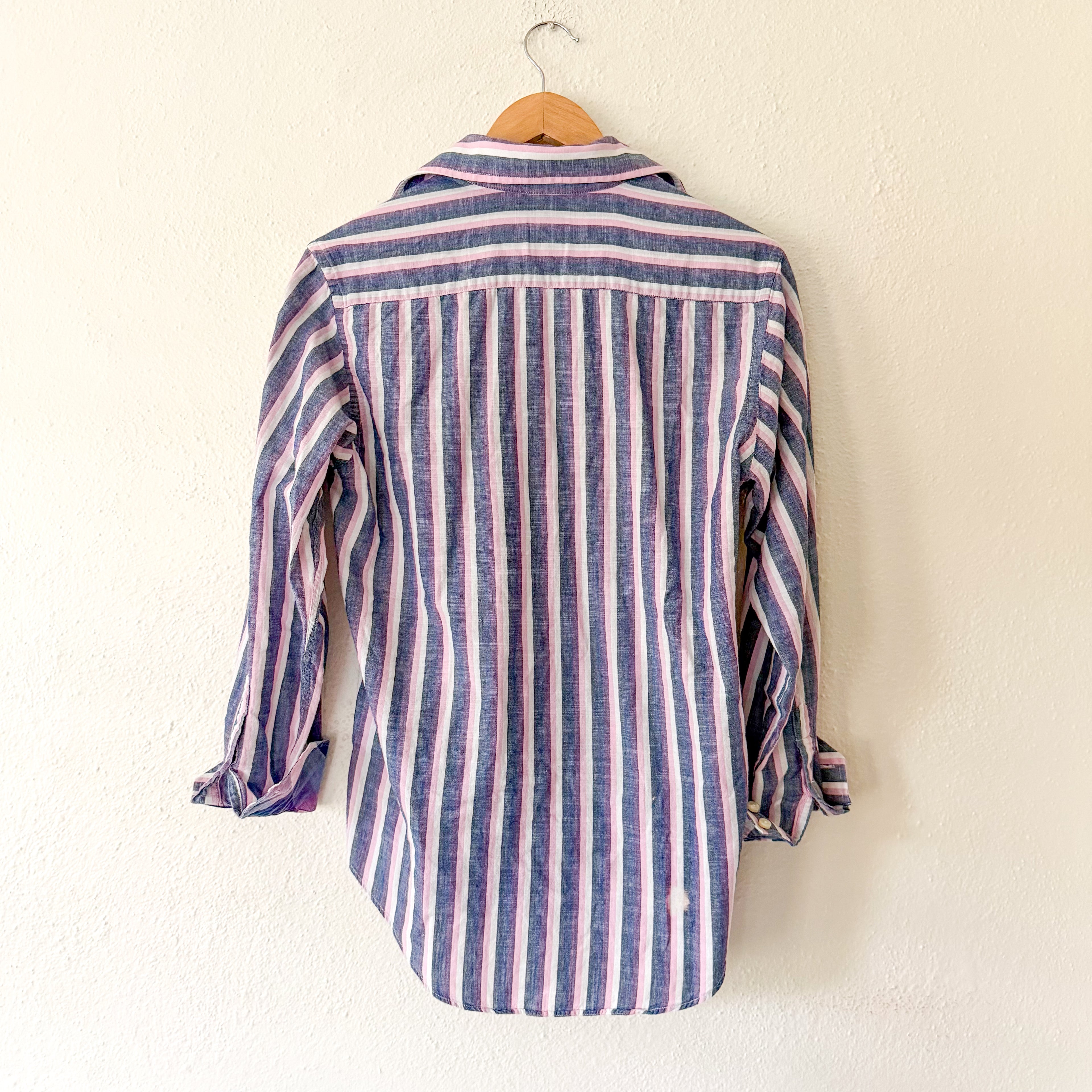 Taylorbyrd 100% Cotton Oversized Purple Striped Button Down Shirt | S