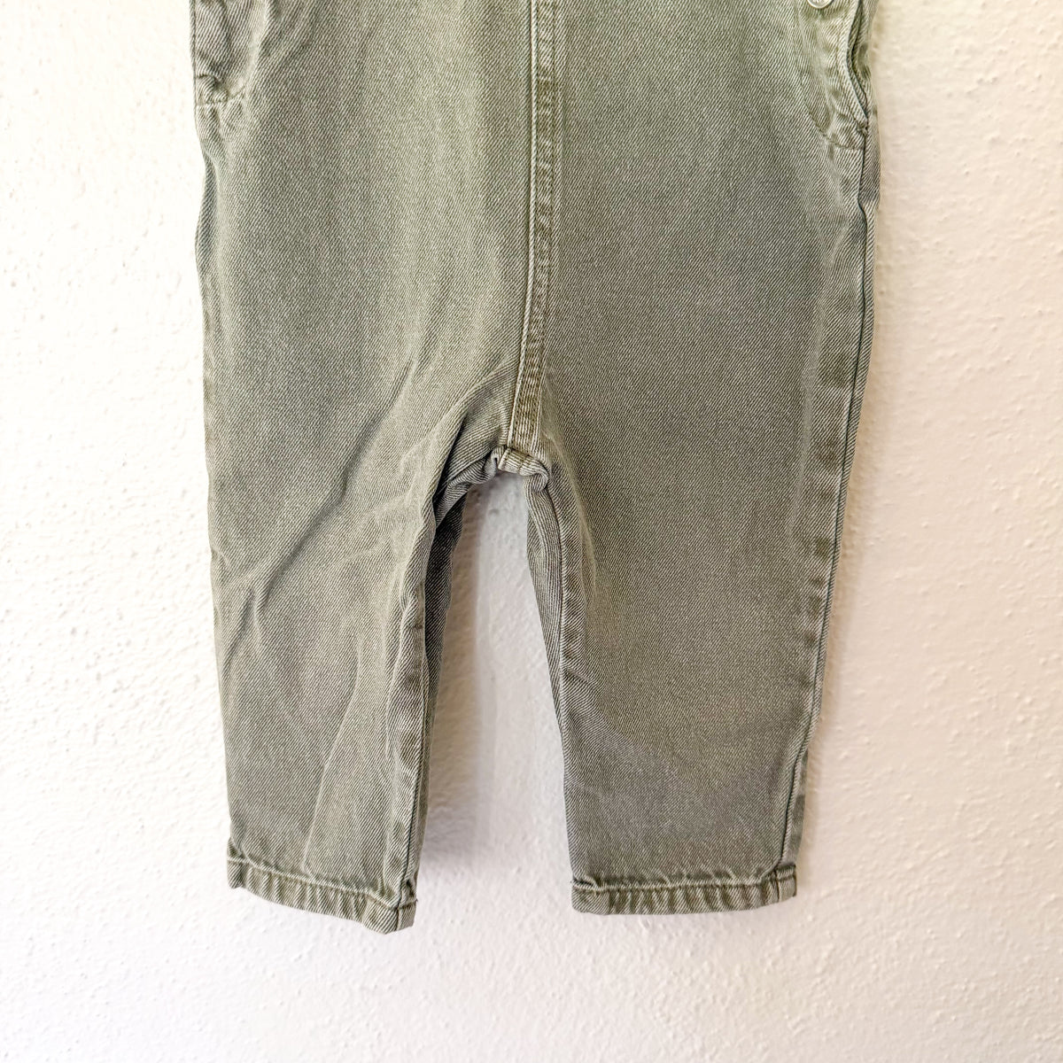 Zara Dusty Sage Green Cotton Overalls | 9-12m
