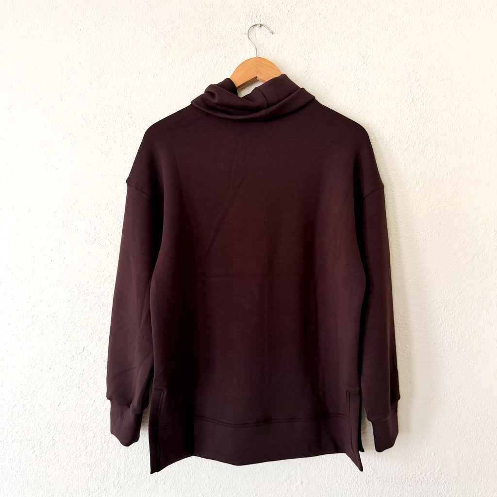 Spanx AirEssentials Tunic Turtleneck Sweatshirt in Truffle Brown | Small