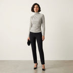 White House Black Market FORME™ Stretch Light Silver Metallic Long-Sleeve Top, sz XS
