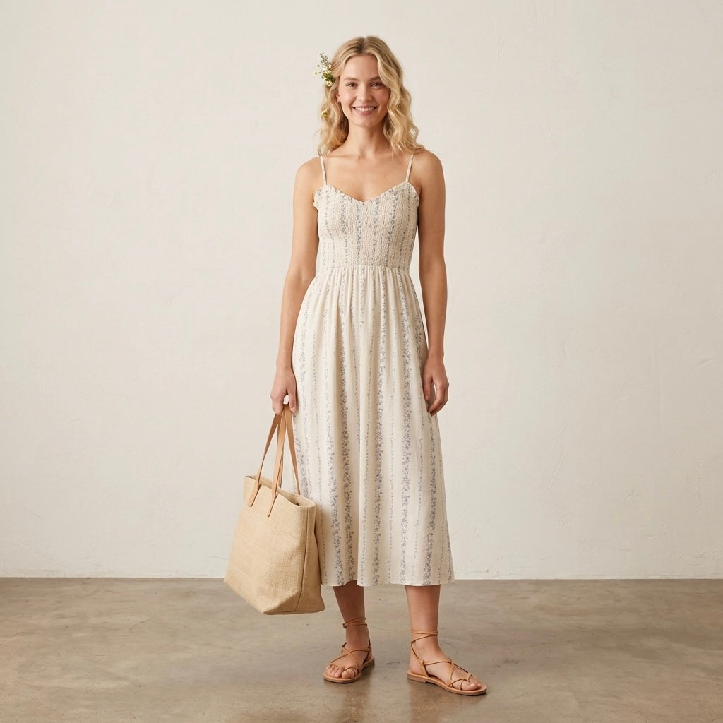 Petal & Pup Dulce Midi Dress in Dream Blue Floral | S
