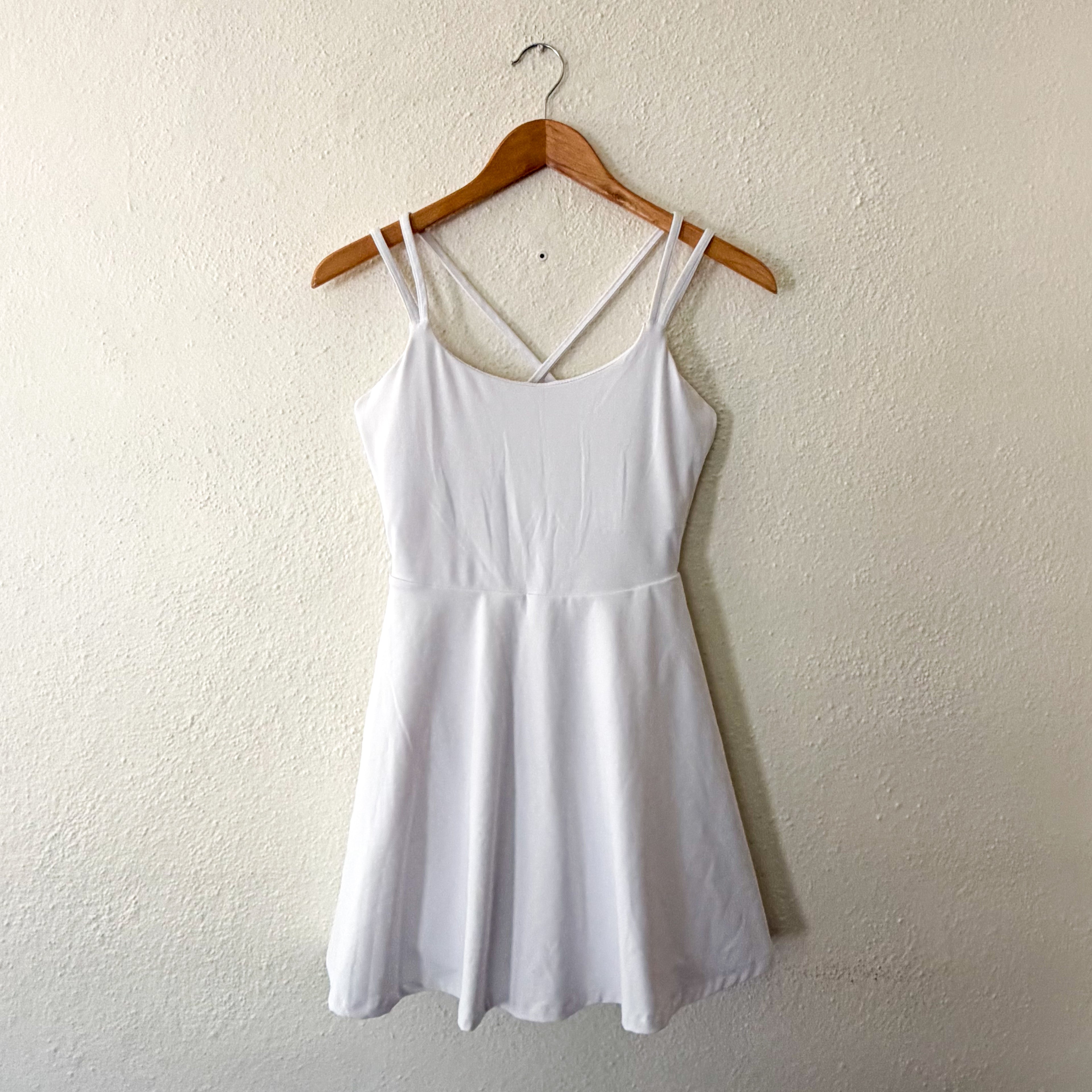 Yitty Active UltraLuxe Strappy Tennis Dress with Built in Shorts in White | S