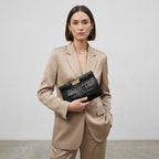 Tory Burch Lee Radziwill Black Croc-Embossed Leather Petite Bag