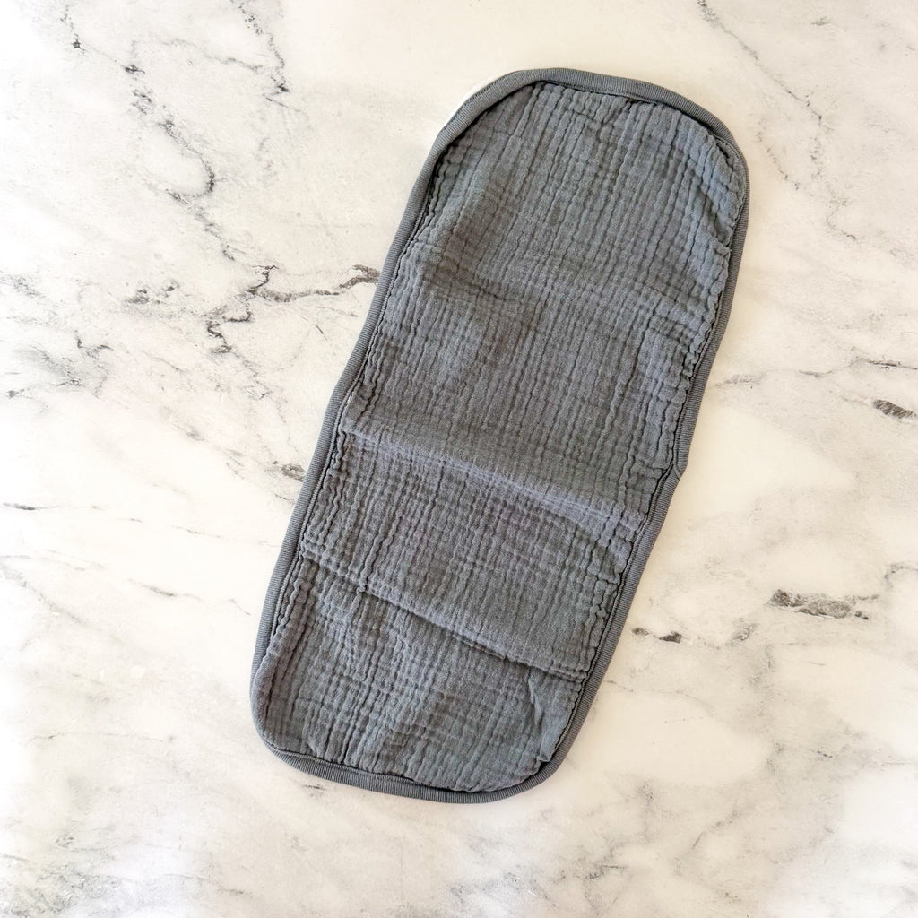 Kiddiezoom Grey White Stripe Bodysuit + Cloud Island Charcoal Gauze Burp Cloth Bundle | 3-6m