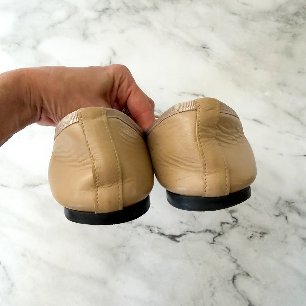 French Sole New York FS/NY Index Ballet Leather Tan &amp; Black Ballet Flats | 8