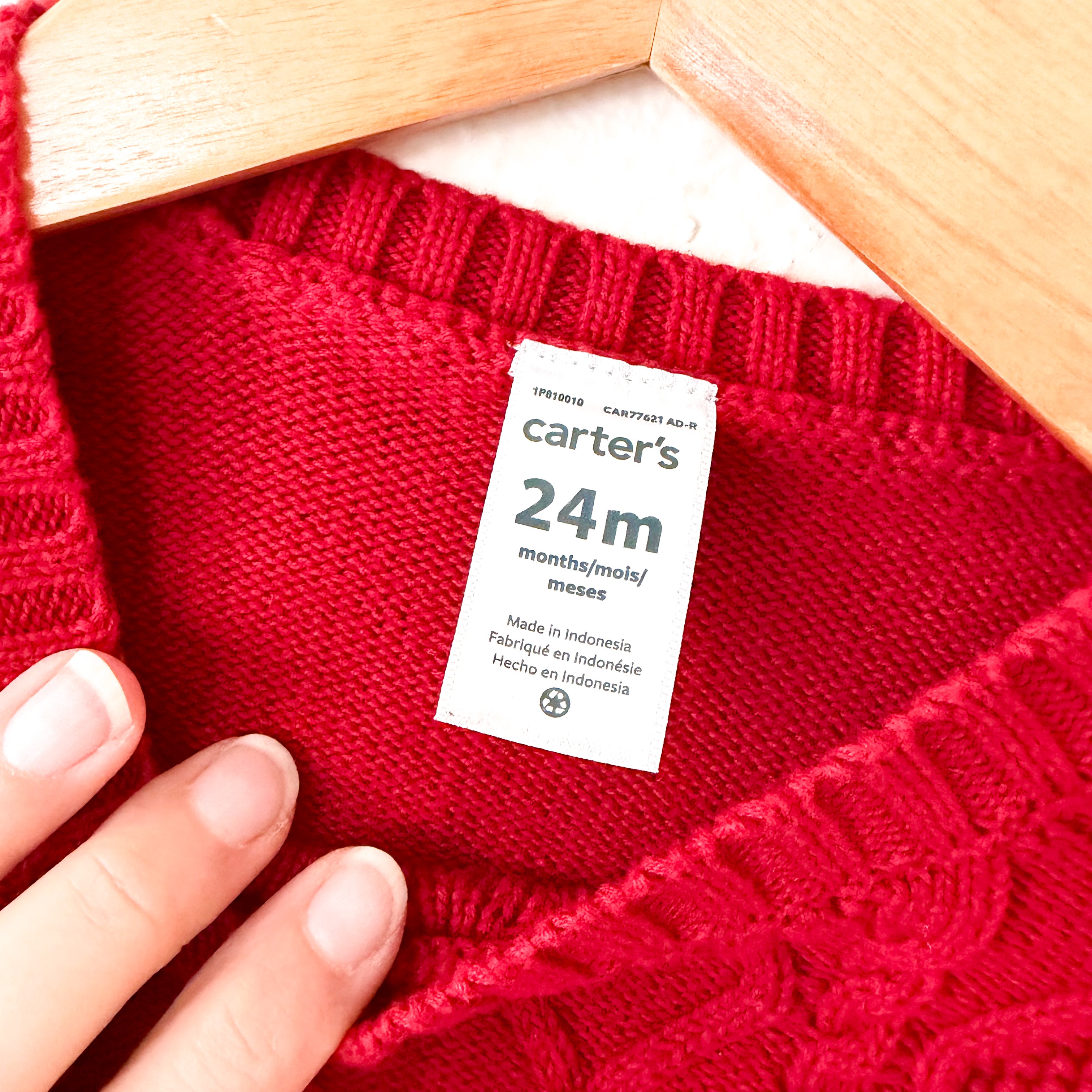 Carter's Boys Red Diamond Cable Knit Sweater | 24m