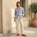 & Other Stories Paris Atelier Button Up Long Sleeve Shirt in Blue Pinstripe | 0