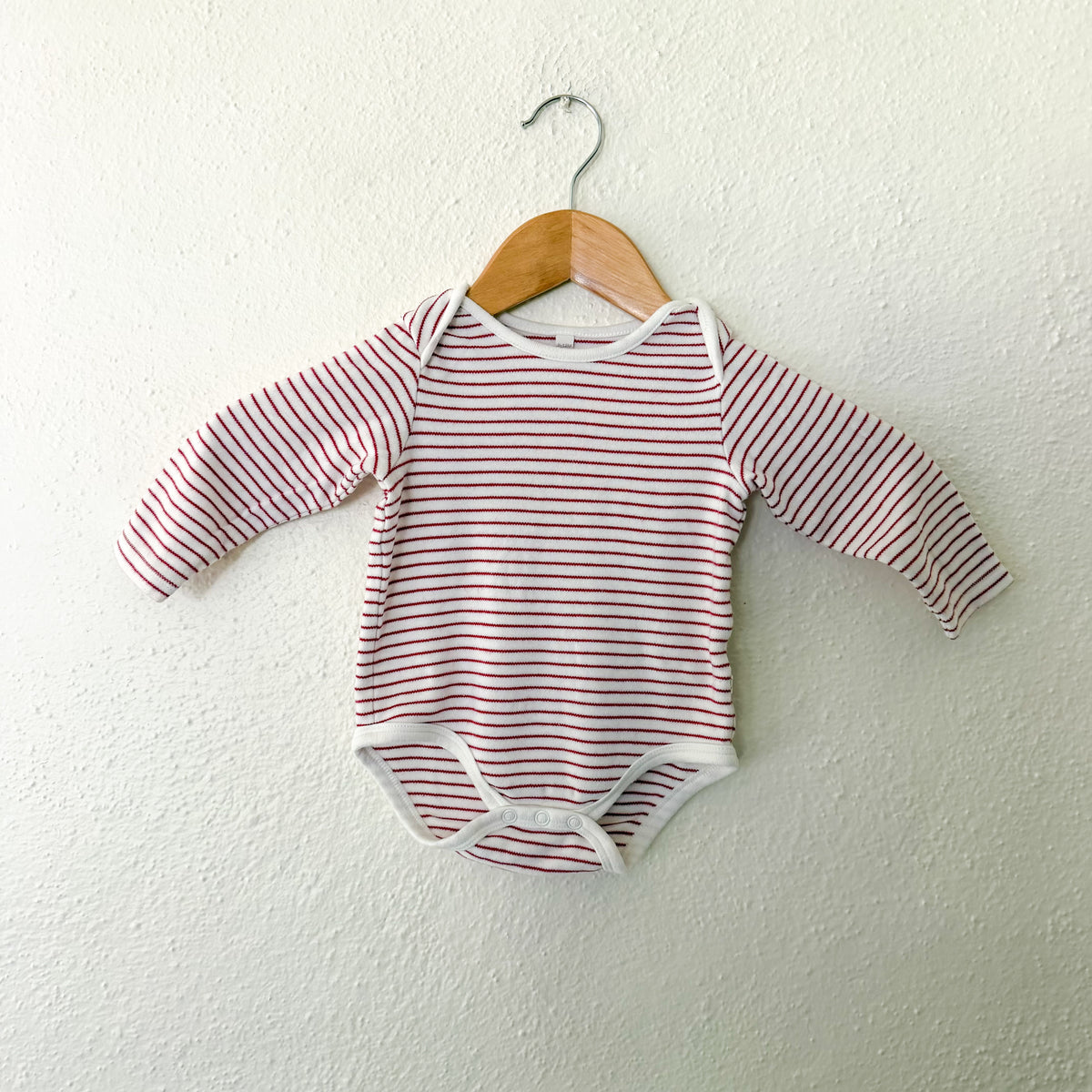 Mori Organic Cotton Red White Stripe Long Sleeve Bodysuit | 9-12m