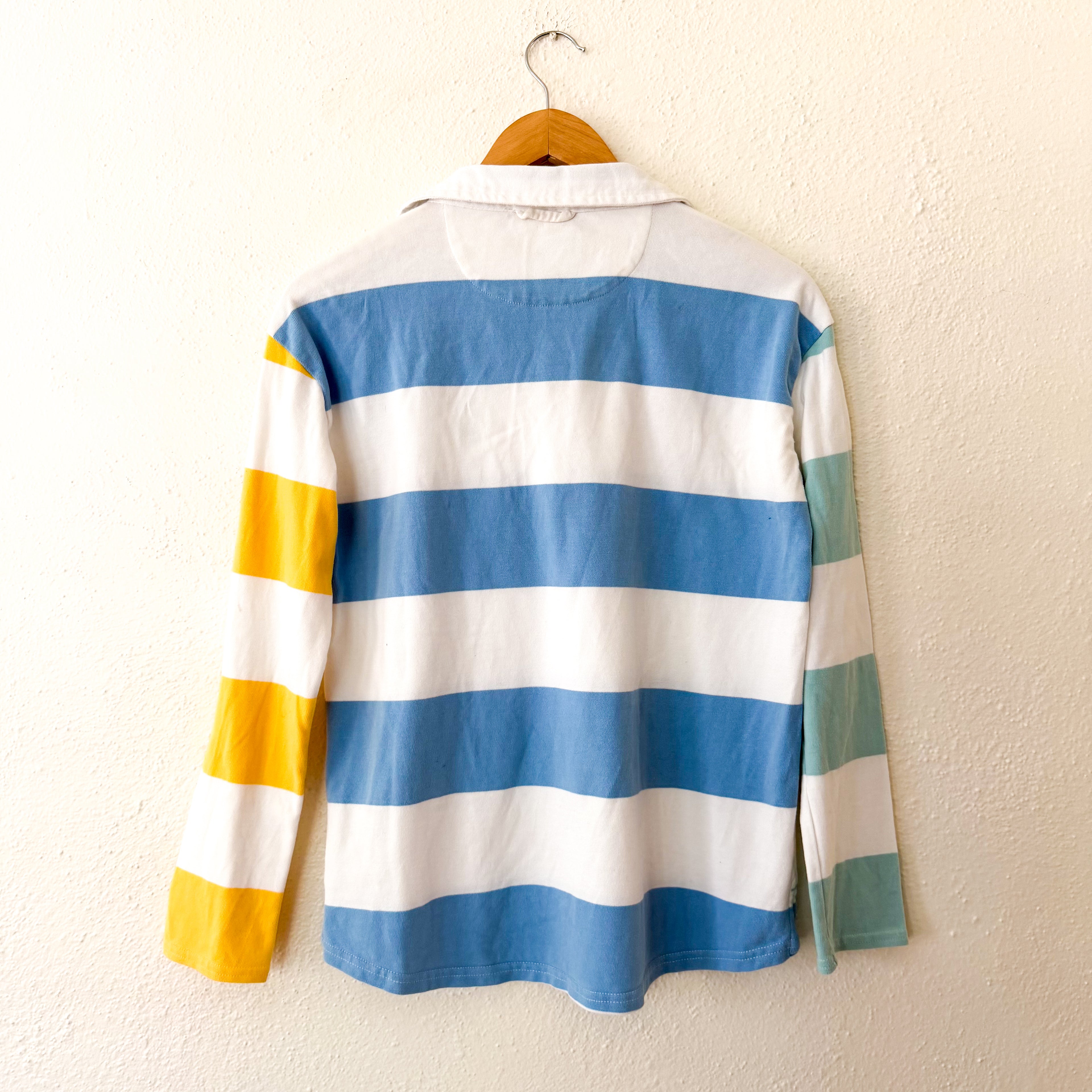 Beaufort & Blake "The Thompson" Vintage Long Sleeve Rugby Shirt in Blue Stripe | XS