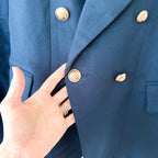 Lioness Navy Blue Double Breasted Blazer Jacket | XS