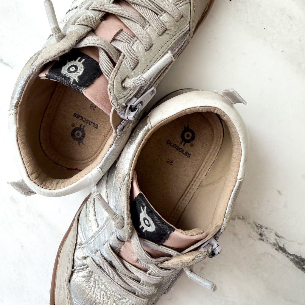 Old Soles Kids Wos Pink Star Champagne Leather Sneakers | 11