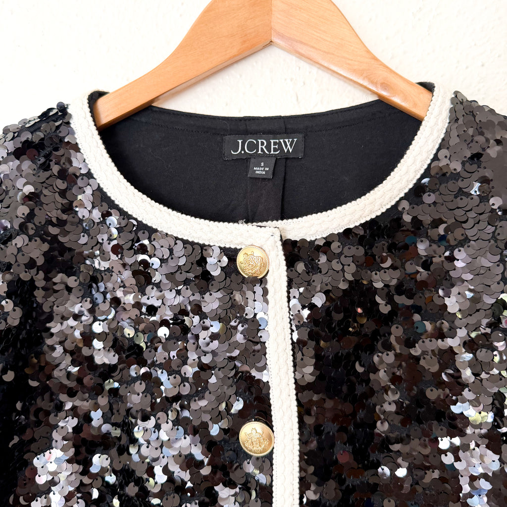J.Crew Mariner Jersey Black Sequin Lady Jacket | S