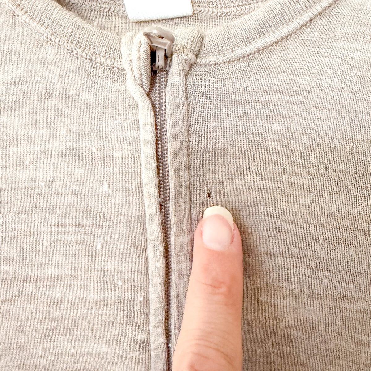H&M 100% Washable Wool Beige Melange Long Sleeve Zipper Jumpsuit | 9-12m