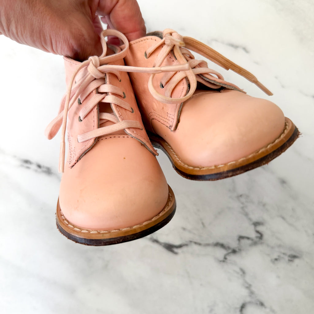 Josmo Pink Ostrich Embossed Leather Infant Walker Shoes, sz 3.5