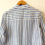 H&M 100% Linen Blue & White Stripe Button Down Long Sleeve Shirt | XS