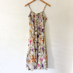 Joie Linen Blend Neutral Floral Midi Dress | S