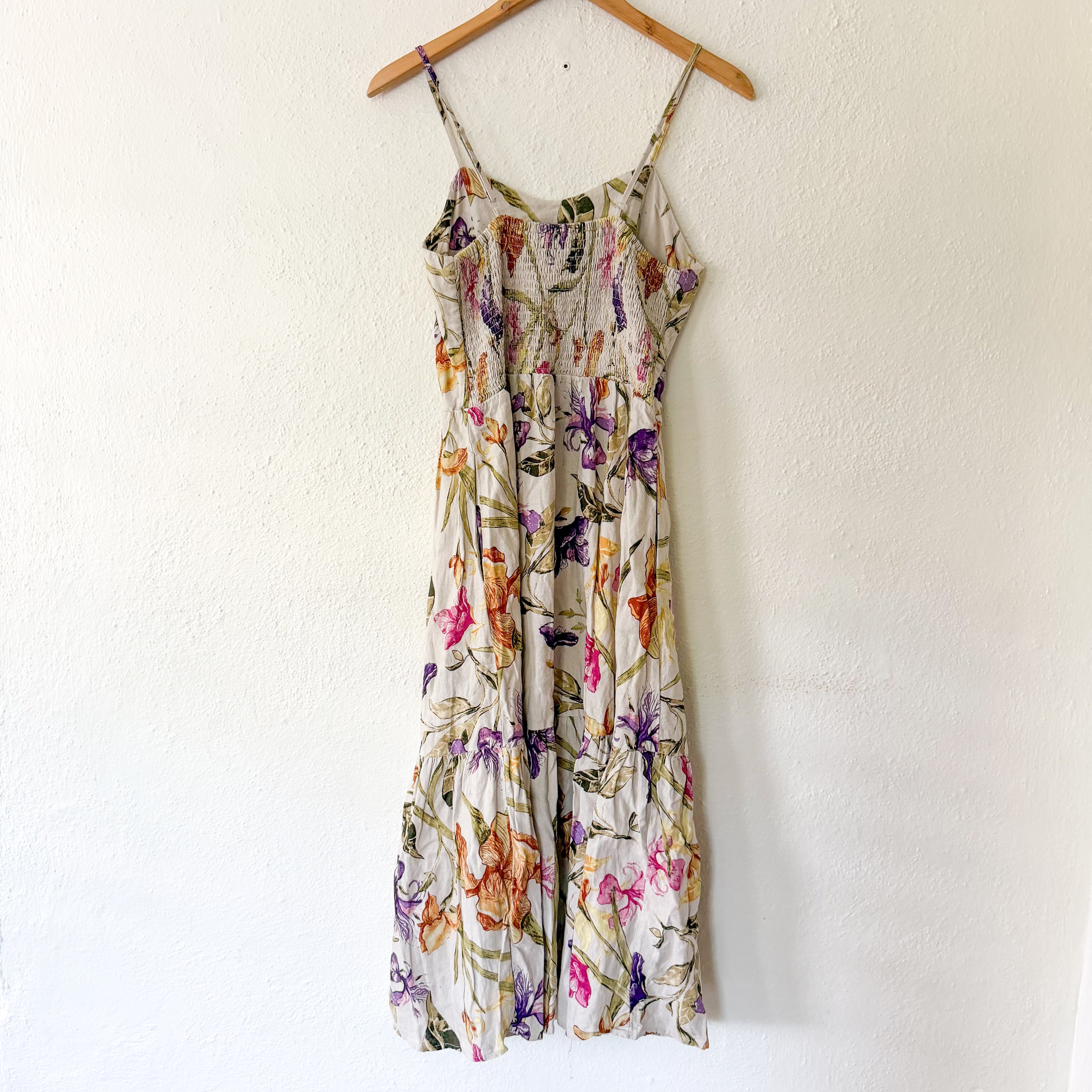 Joie Linen Blend Neutral Floral Midi Dress | S