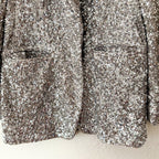 Express Silver Sequin One Button Boyfriend Blazer |  XS