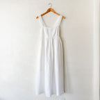 J.Crew White Squareneck 100% Linen Midi Dress | 0