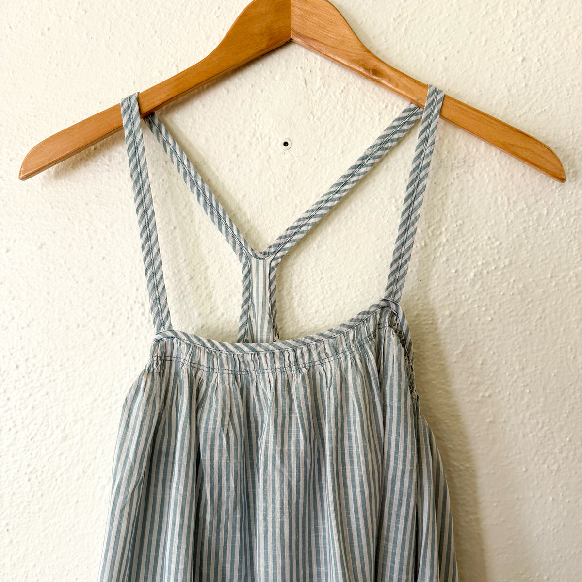 Celandine x Anthropologie Cotton Seersucker French Grey Stripe Summer Mini Dress | XXS