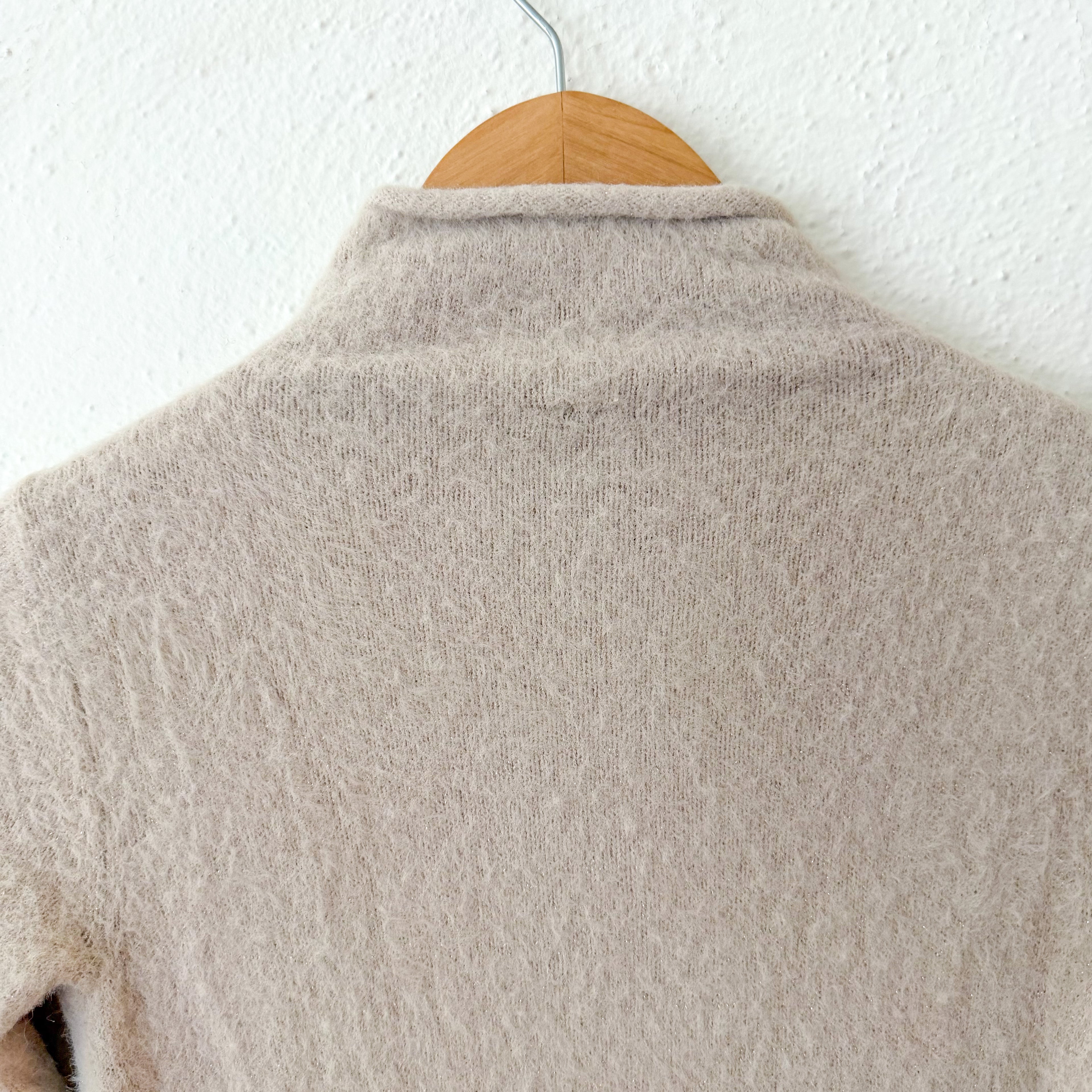 Anthropologie The Thea Twofer Eyelash Mockneck Sweater Dress Neutral Beige | XXS