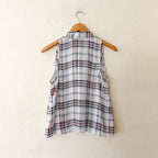 Equipment Femme Mina 100% Silk Red & Blue Plaid Button Down Sleeveless Shirt | XS