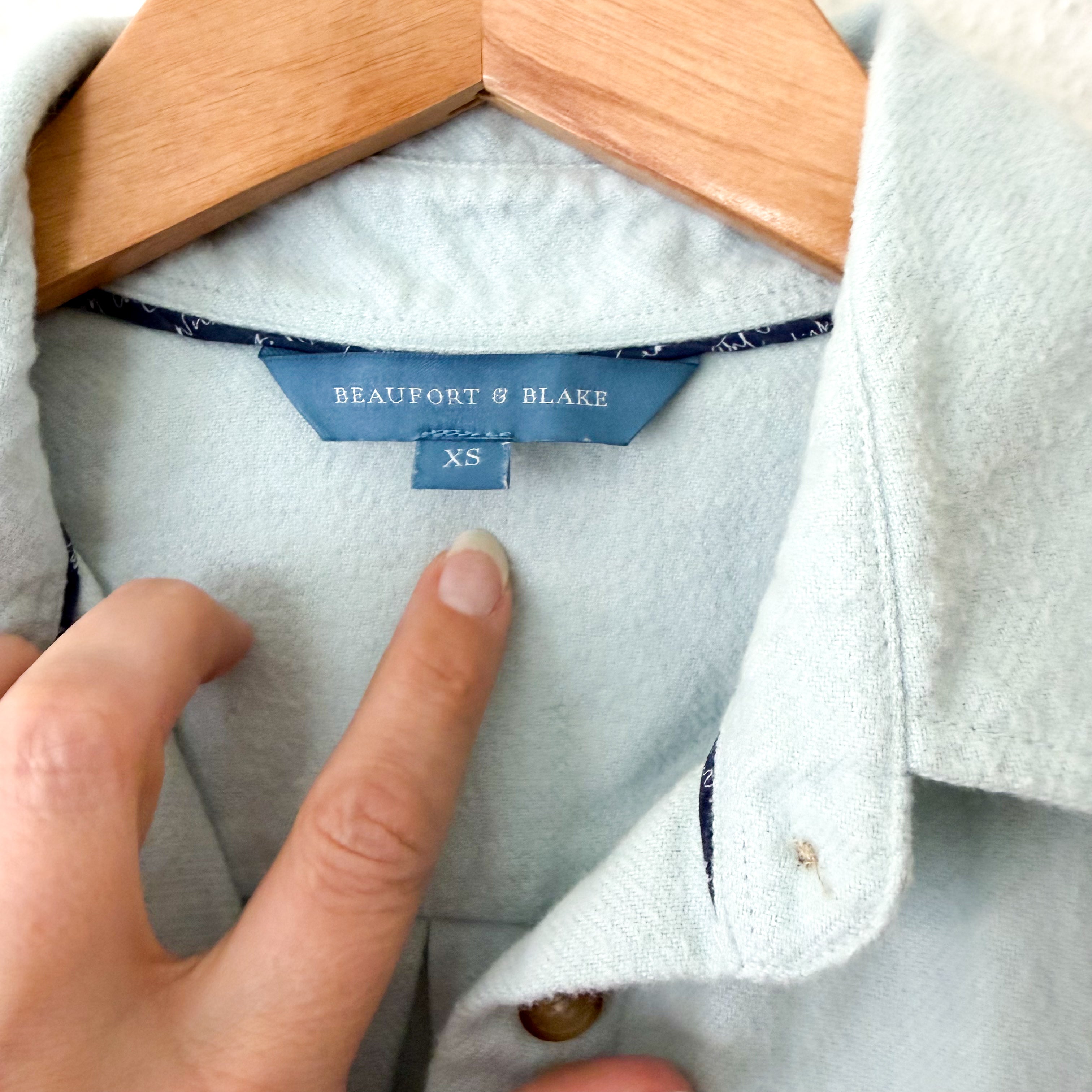 Beaufort & Blake Moreland Flannel Button Down Shirt in Aqua | XS