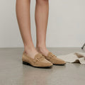 MNG Mango Suede Horsebit Buckle Loafers in Caramel, sz 37/US 6.5