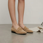MNG Mango Suede Horsebit Buckle Loafers in Caramel, sz 37/US 6.5