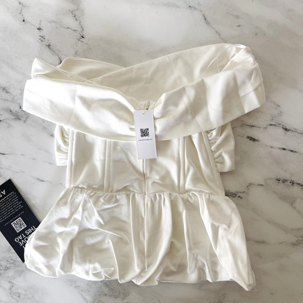 ASTR The Label White Tennille Off Shoulder Peplum Top | S