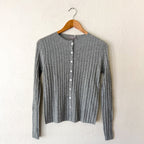 J.Crew 100% Cashmere Wide-Ribbed Grey Cashmere Cardigan Sweater | XS