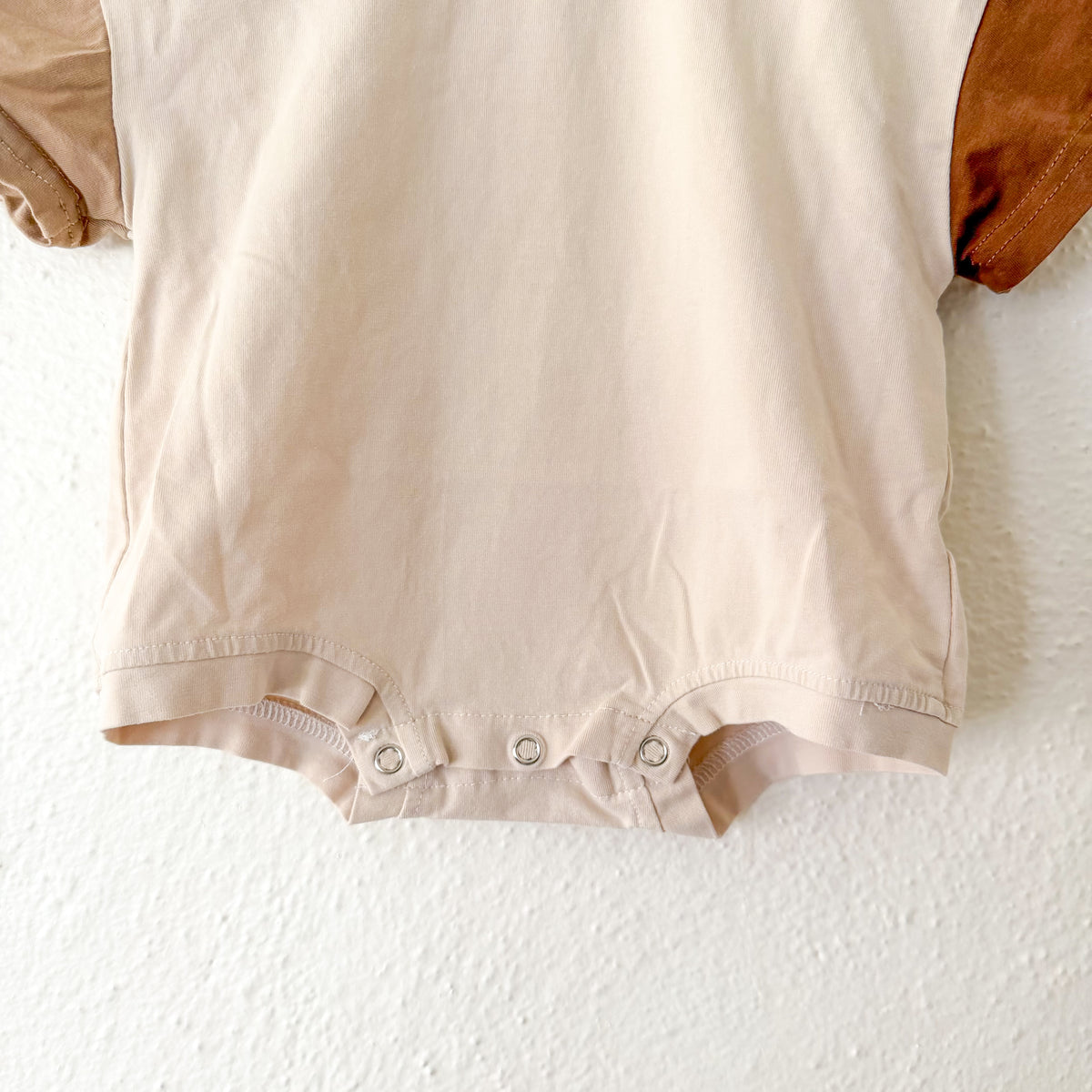 Unbranded Neutral Tan Brown Oversized Color Block Short Sleeve T-Shirt Bodysuit | 3-6m