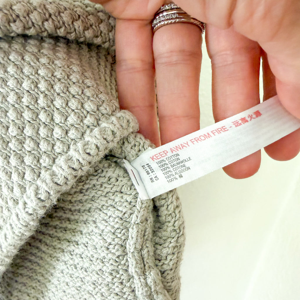 Free People Beach Sage Open Weave Cropped Henley Sweater | XS